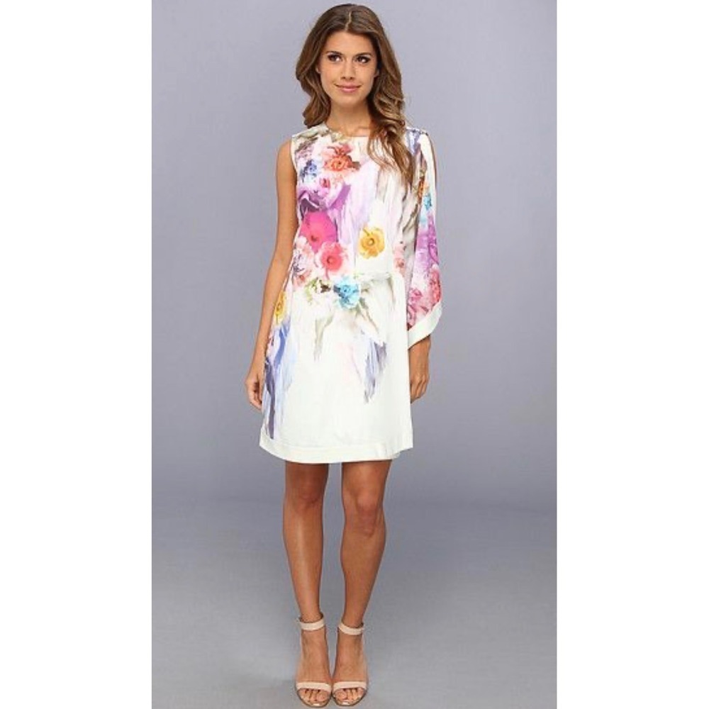 Ted Baker London Dahnni Floral Tunic Mini Dress Sz 1 Multi Viscose Cottagecore